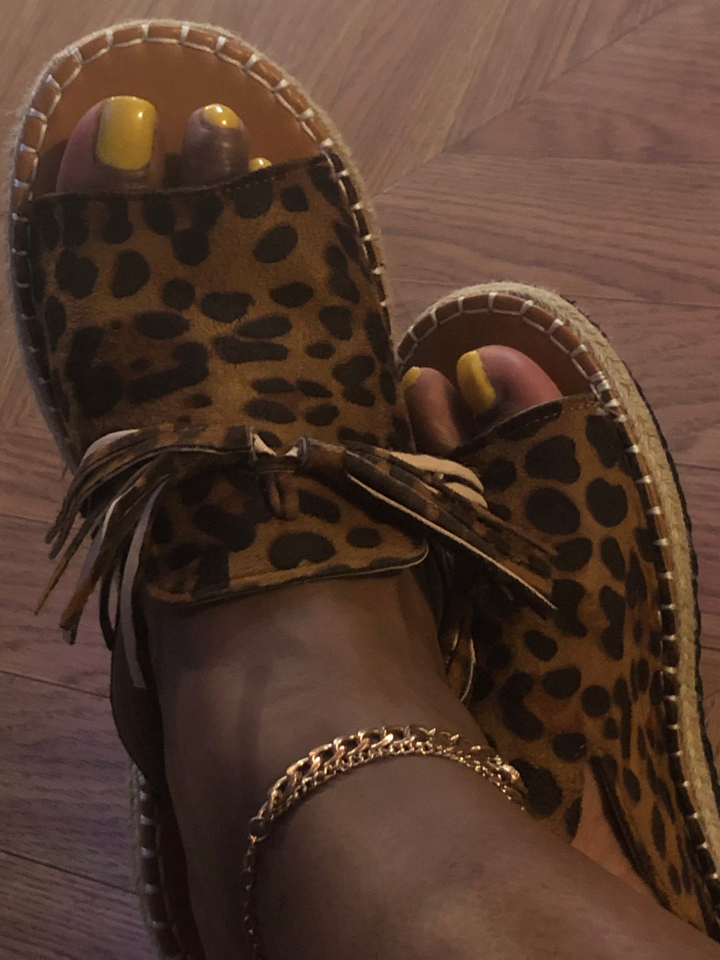 Leopard Sandals w/ Tassel