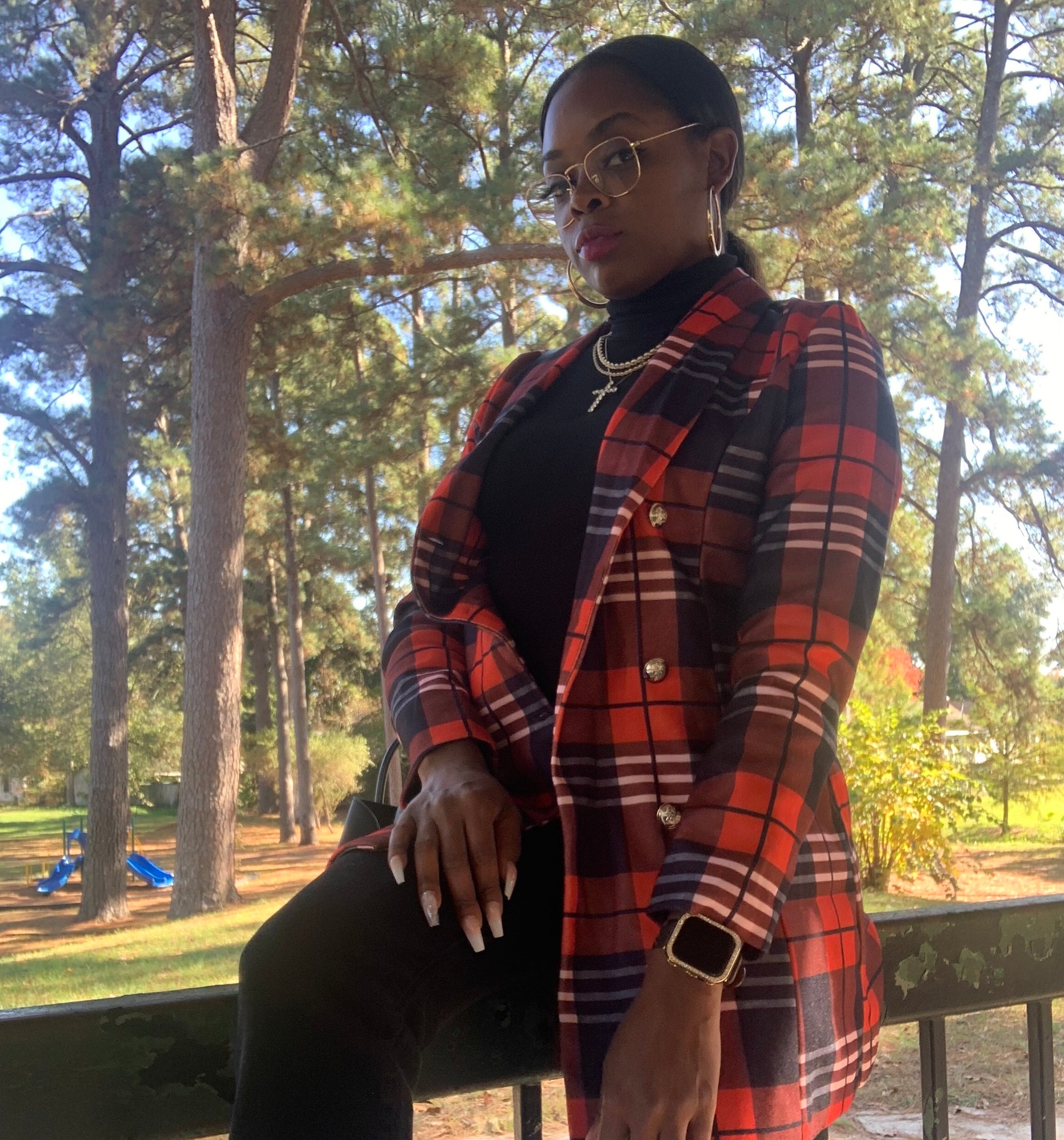 Tartan peacoat on sale